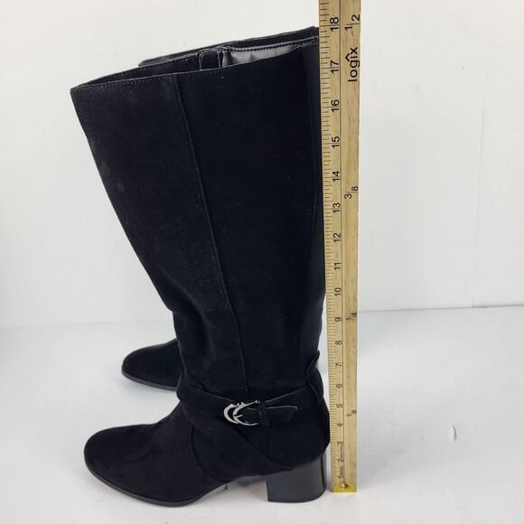 Anne Klein AKMAIA Knee High Faux suede Regular Calf Boots Black Size 11 - Picture 4 of 16